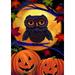 Toland Home Garden Halloween Owl Jack O Lantern Halloween Flag Double Sided 12x18 Inch