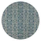 Lr Home Entwined Geometric Indoor/Outdoor Area Rug 7 ft. 6 in. Round Blue / Gray