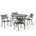 Brendan Traditional Outdoor Aluminum 5 Piece Dining Set with Round Table Hammered Bronze