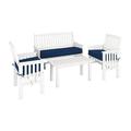 Miramar White Washed Wood 4 Piece Outdoor Seating and Coffee Table Set