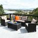 Costway 4PCS Outdoor Rattan Furniture Set Cushioned Sofa Armrest Table