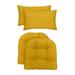 RSH Decor Indoor/Outdoor - 2 U-Shape Chair Cushions & Bonus Lumbar / Throw Pillows (2 (19 x 19 ) Cushions & 2 (20 x 12 ) Pillows Solid Yellow Fabric)