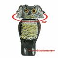 Owl Decoy 360 Rotate Head to Scare Birds Scarecrow Owl Decoy Statue Realistic Scary Sounds & Shadow Fake Owl Outdoor Pest Bird Deterrent for Patio Yard Garden Protector