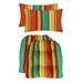 RSH DÃ©cor Indoor Outdoor Set of 2 U-Shape Cushions and 2 Lumbar Pillows Weather Resistant Bright Colorful Stripe