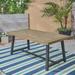 GDF Studio Foster Outdoor Acacia Wood Rectangular Dining Table Sandblasted Gray and Black 6 Person