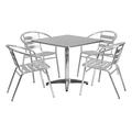 Bowery Hill 5 Piece Stainless Steel Square Patio Dining Set in Aluminum Silver