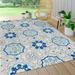 Mediterranean Medallion Blue/Gray 5 ft. x 8 ft. Indoor/Outdoor Area Rug