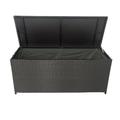 Outdoor Storage with Seat 113 Gallon Wicker Patio Storage Box 53.15 x 21.25 x 243.23 Garden Storage Box for Patio Furniture Garden Tools and Pool Toys Black