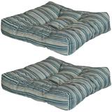 Sunnydaze Set of 2 Tufted Indoor/Outdoor Square Patio Cushions - Neutral Stripes