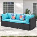 Ainfox 3 Pcs Outdoor Patio Furniture Sofa Set on Sale Blue