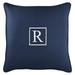 18 Navy Blue Sunbrella Square Indoor/Outdoor Monogram R Single Embroidered Throw Pillow