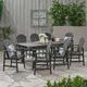 Noble House Mantero 9 Piece Wooden Expandable Patio Dining Set in Dark Gray