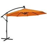 Sunnydaze 10 Offset Patio Umbrella with Solar LED Lights - Tangerine