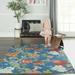 Waverly Sun N Shade Indoor/Outdoor Tropical Botanical Blue/Multicolor 5 3 x 7 5 Area Rug (5 x 8 )