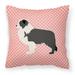 Carolines Treasures BB3623PW1818 Black Border Collie Checkerboard Pink Fabric Decorative Pillow