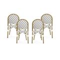 Jordy Outdoor French Bistro Chair Set of 4 Gray White and Bamboo Finish