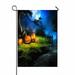 PKQWTM Night Scenery With Three Halloween Pumpkins Old Tree Yard Decor Home Garden Flag Size 12x18 Inches