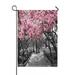 ABPHQTO Pink Blossoms Central Park Black White Landscape New York City Home Outdoor Garden Flag House Banner Size 28x40 Inch