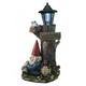 DWK Gnome Resting with Turtle Companion Designed With Built In Outdoor LED Solar Lamp For Front Porch Decor and Fairy Garden Accessory Statue