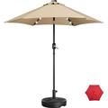 Topeakmart 7.5ft Patio Umbrella with 18 LED Solar Lights + 20 Fillable Patio Umbrella Base Stand Tan