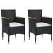 Carevas Patio Dining Chairs 2 pcs Poly Rattan Black