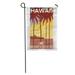 KDAGR Vintage Retro Travel United States Hawaii Sunset and Palm Trees Hawaiian Graphic Garden Flag Decorative Flag House Banner 12x18 inch