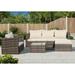 Patio Furniture Sets 4 Piece Outdoor Conversation Sets with Wicker Chair 3-Seat Sofa Ottoman Glass Table All-Weather PE Rattan Patio Sectional Sofa Set for Backyard Porch Garden Pool L4486