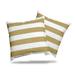 Pack of 2 Outdoor Decorative Throw Pillows 18 x 18 inch Stripe Khaki Square Pillows (18 x 18 Stripe Khaki)