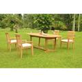 Grade-A Teak Dining Set: 4 Seater 5 Pc: 94 Mas Oval Trestle Leg Table And 4 Mas Stacking Arm Chairs Outdoor Patio WholesaleTeak #WMDSMS25