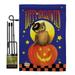 Breeze Decor BD-HO-GS-112069-IP-BO-D-US17-AM 13 x 18.5 in. Owl Sitting on Jack-O-Lantern Fall Halloween Vertical Double Sided Mini Garden Flag Set with Banner Pole