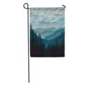 LADDKE Blue Forest Morning in Mountains Silhouette Tree Pine Landscape Taiga Garden Flag Decorative Flag House Banner 12x18 inch