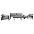 ARMEN LIVING Cayman Outdoor Seating Set Aluminum Black w/ Dark Gray Cushions