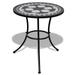 Dcenta Table Indoor Outdoor Round Ceramic Tabletop Coffee Table atio Tea Table Home Kitchen Garden Balcony Furniture Decor Black and White 23.6 x 27.6 Inches (Diam. x H)