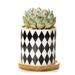 Plant Pot Cylindrical Flowerpot 7.5x7.6cm Geometric Pattern Simple Black White Nordic Style Home Decor Ceramic Vase