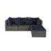 Westin Outdoor 4-Piece Rattan Wicker Patio Sofa Sectional Set with Back Cushions UV Weather Resistant Gray/Navy Blue