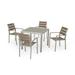 Noble House Cape Coral 5 Piece Square Glass Top Patio Dining Set in Silver