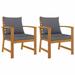 Festnight Patio Chairs 2 pcs with Dark Gray Cushion Solid Acacia Wood