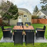 Outdoor Dining Table and Chairs Set 7 PCS Heavy Duty Wicker Patio Dining Set Patio Furniture Set Conversation Set for Garden Balcony Poolside Backyard Black Wicker+Beige Cushion