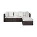 WestinTrends 4-Piece Outdoor Patio Sofa Sectional with Back Cushions Brown/White