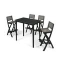 GDF Studio Omaha Outdoor Acacia Wood and Wicker 5 Piece Rectangular Bar Set Dark Gray and Brown