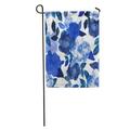 KDAGR Green Pattern Abstract Watercolor Hand Blue Flowers and Leafs Floral Garden Flag Decorative Flag House Banner 28x40 inch