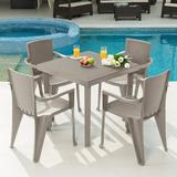 MQ Infinity PP Resin 5 - Piece Outdoor Patio Table and Chairs Set Taupe