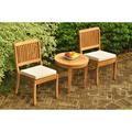 Teak Dining Set: 2 Seater 3 Pc: 23.5 Noida Round Side Table & 2 Arbor Stacking Armless Chairs Outdoor Patio Grade-A Teak Wood WholesaleTeak #WMDSAB49