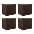 Suncast 17 x 22 Inch Resin 22-Gallon Patio Storage Deck Box Java Brown (4 Pack)