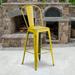 BizChair Commercial Grade 30 High Distressed Yellow Metal Indoor-Outdoor Barstool with Back