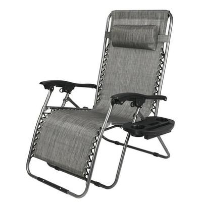 Reclining Sun Lounger Outdoor Garden Folding Gravity Chair Clip Drink Tray cde