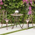 Belleze 3PC Bistro Set Outdoor Patio Cast Aluminum Table and Chair Antique Bronze