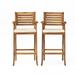 GDF Studio Baia Outdoor Acacia Wood 29 Inch Barstools with Cushion Set of 2 Teak and Cream