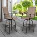 Winado Outdoor Swivel Bar Chairs Set of 2 Metal Textile Bar Height Stool Wicker Swivel Counter Chair
