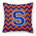 Carolines Treasures CJ1044-SPW1414 Letter S Chevron Orange & Blue Fabric Decorative Pillow 14 x 3 x 14 in.